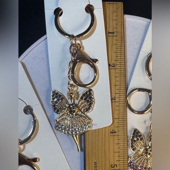 MINT  Crystal Ballerina Keychain Charm - Pink & Gold Accent - Picture 3 of 9